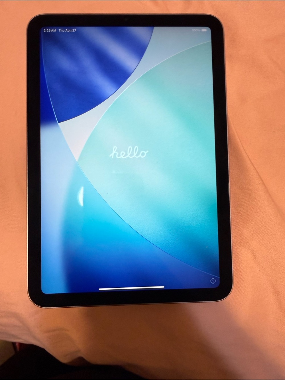 Apple mini 7 iPad in purple with Blue-Green Display